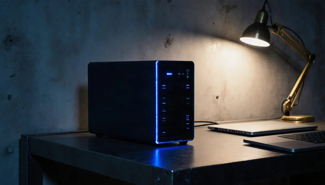 Compact rugged compute unit on a table in a remote facility